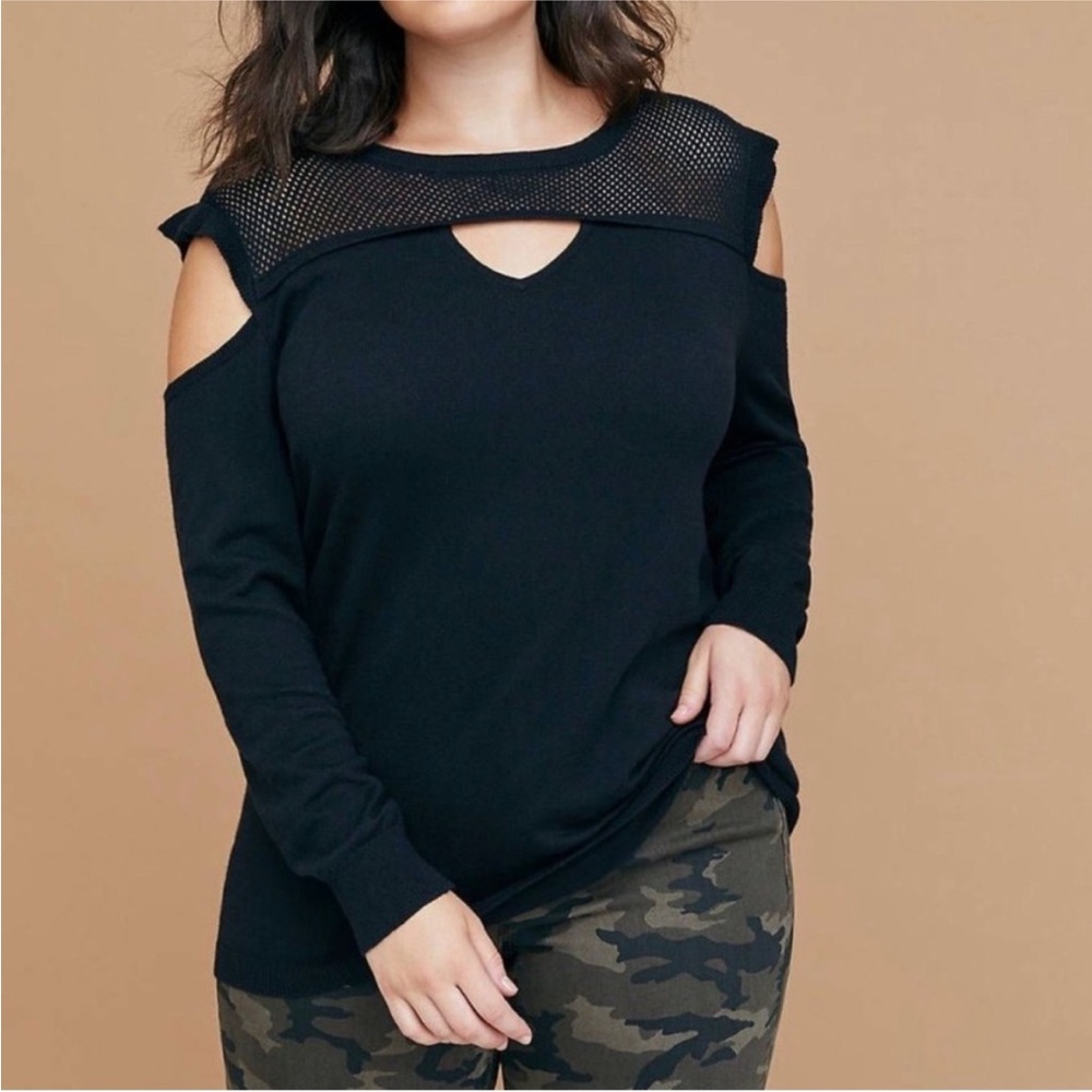 Lane Bryant Black Cold Shoulder Sweater- 10/12. ***Tag is off, used it once